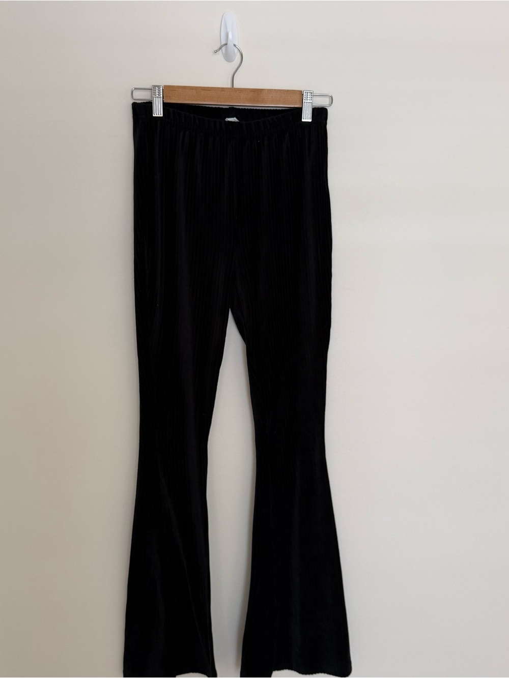 Black Ribbed Flare Pants
